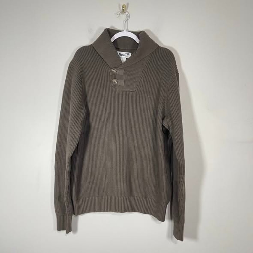 Duluth Trading Mens Brigadier Sweater Brown Shawl Collar Outdoors Gorpcore Large